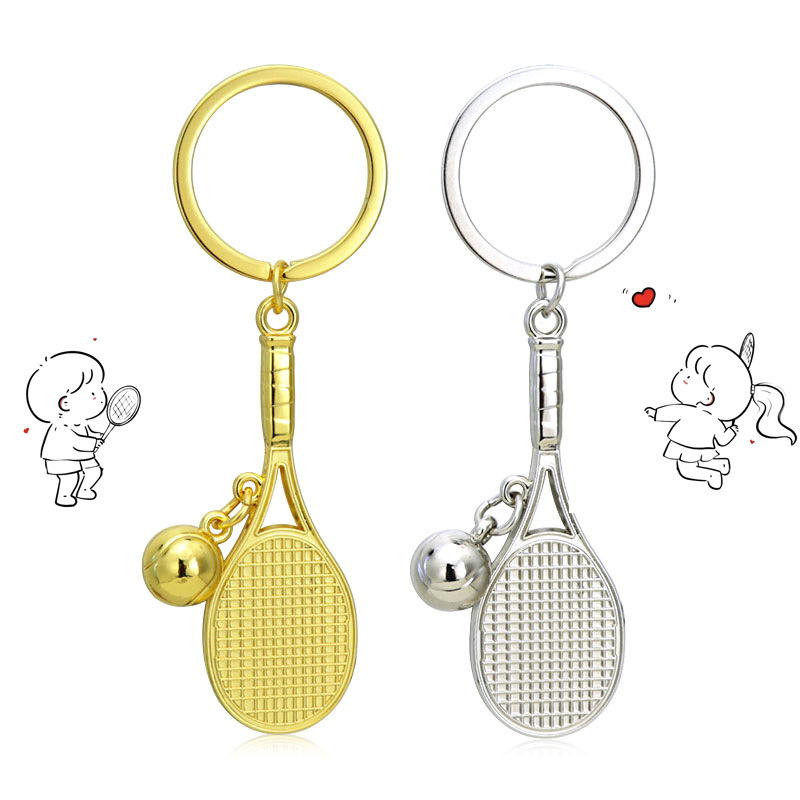Tennis Racquet Keychain Pendant Men's Metal Car Keychain Tennis Game Souvenir Club Gift