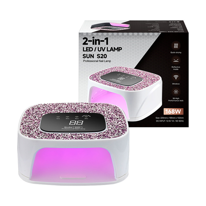 Lámpara para hornear uñas con incrustaciones de diamantes 168W lámpara para hornear uñas de secado rápido lámpara para hornear uñas de alta potencia máquina de fototerapia