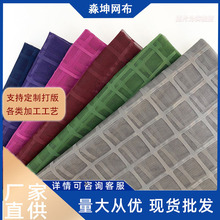 涤纶大框格网纱网眼布方格设计师裙装面料布料透气网孔潮牌编织
