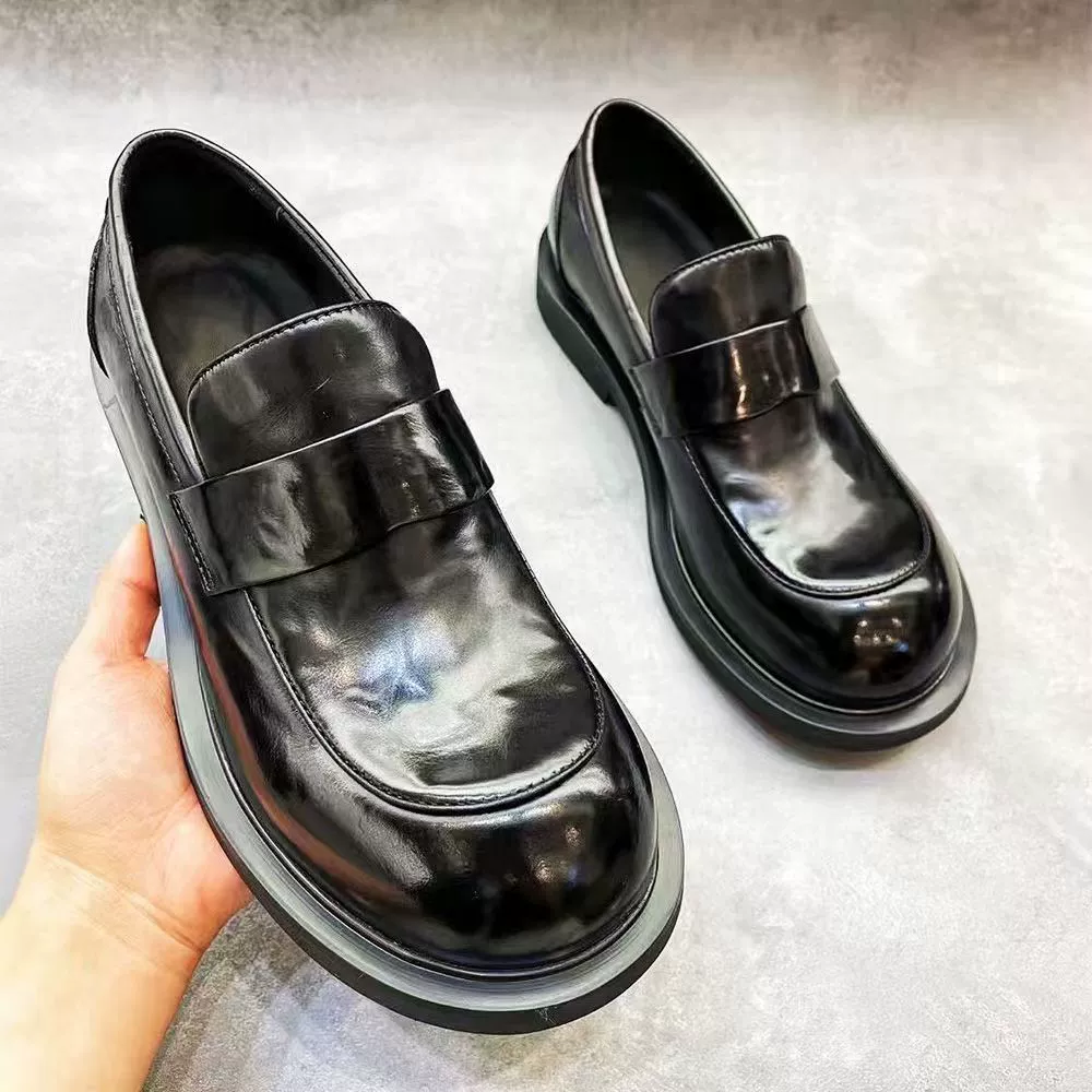 Обувь Дерби Мужские весенние черные кожаные туфли с большой головой в британском стиле