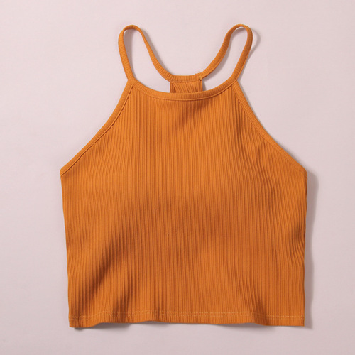 Women's small camisole with padded cups, one-piece inner wear, INS beautiful back, short navel-baring bottoming outer top