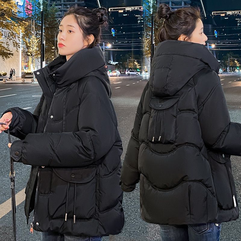 连帽大口袋流苏羽绒棉衣服女装小个子加厚宽松大码显瘦袄外套|undefined