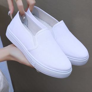 Popular Thick-Soled White Shoes for Women, Canvas Shoes, Old Beijing Casual Nurse Mom Student Work Shoes for Women, Breathable for Work