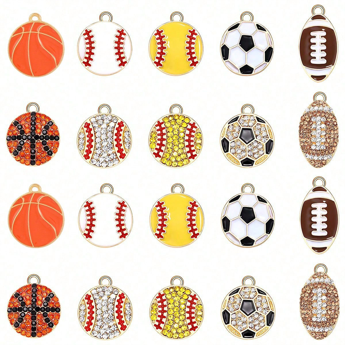 Cross-border New Diamond Dropping Oil Ball Sports Jewelry DIY Accessories Single Hanging Basketball Pattern Dropping Oil Alloy Necklace