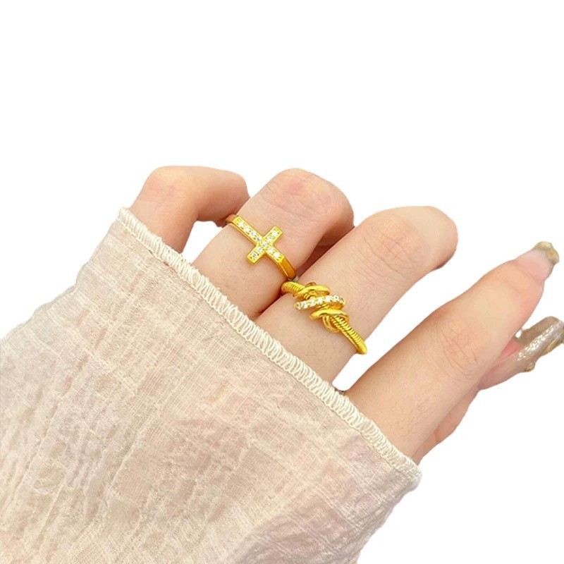 Altın dükkanı sonsuz yüzük kadın basit moda Joker kişilik yemek yüzük bilezik_voghion.com