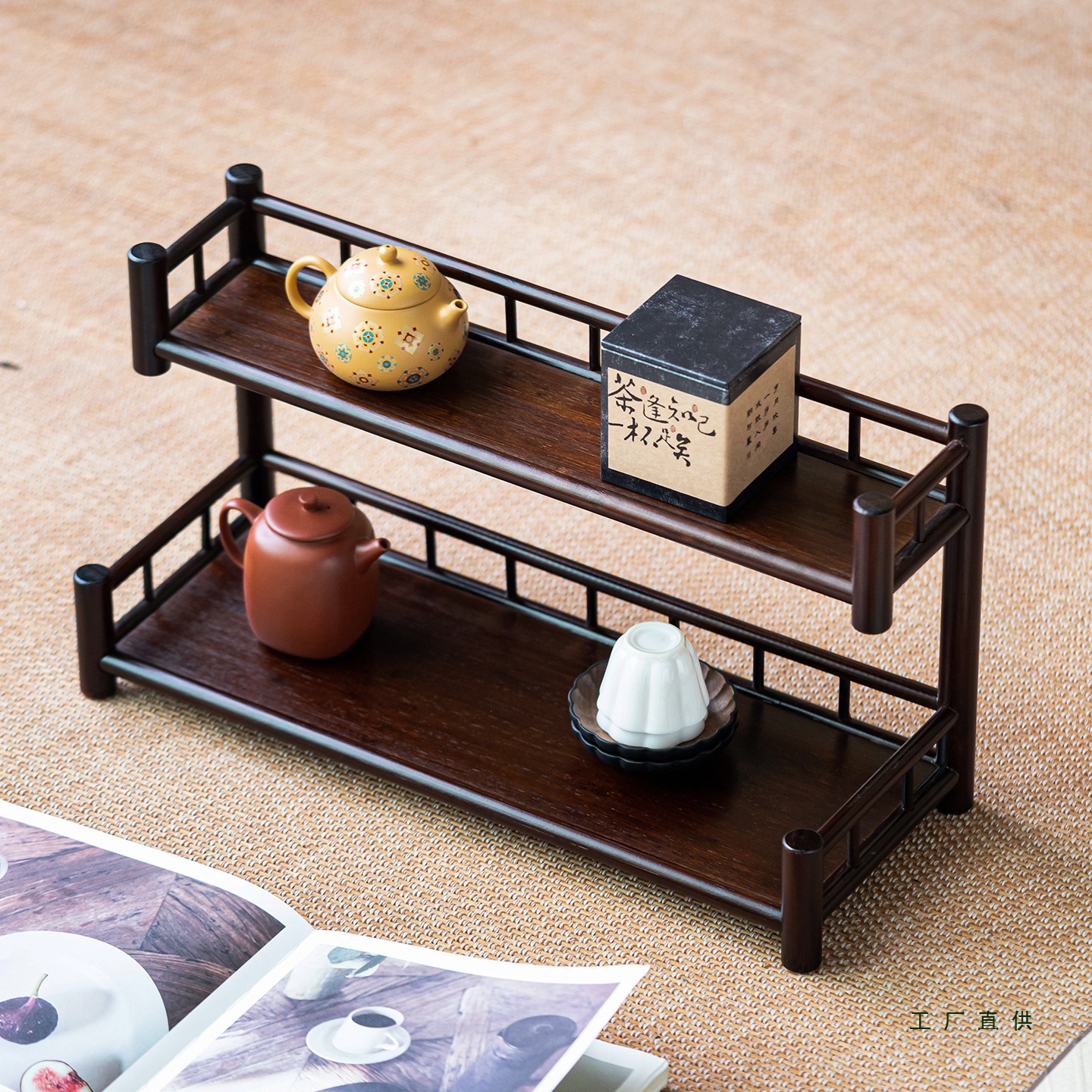 Double-layer tea cup, storage system, retro tea set, multilayer stand for home use