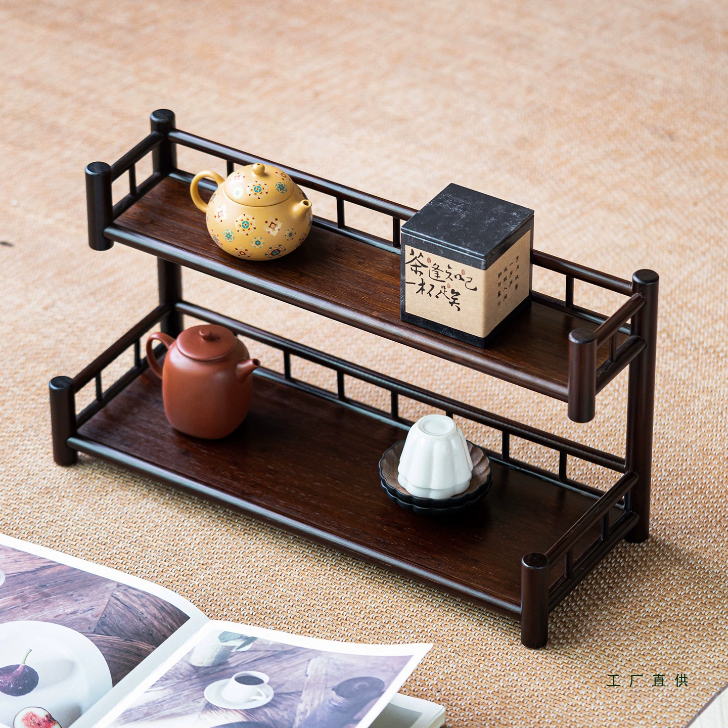 Double-layer tea cup, storage system, retro tea set, multilayer stand for home use