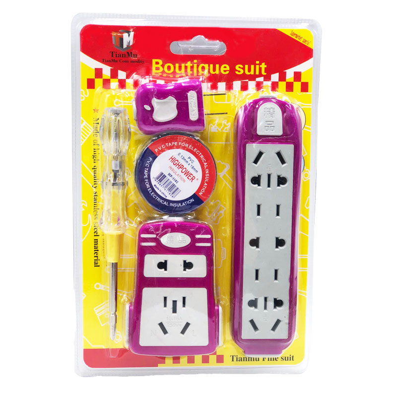 家用组合工具插线板插头电笔5件套 跑江湖地摊百货批发10元店货源