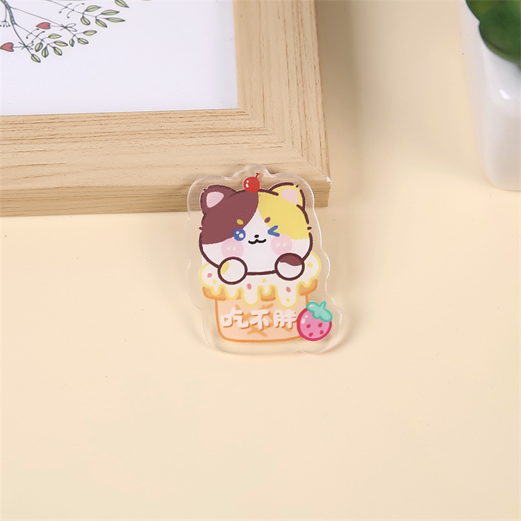 透明漫画アクリルパッチ子猫ブローチかわいいバッジ激励志願い事文字ピン掛け飾りプレゼント|undefined