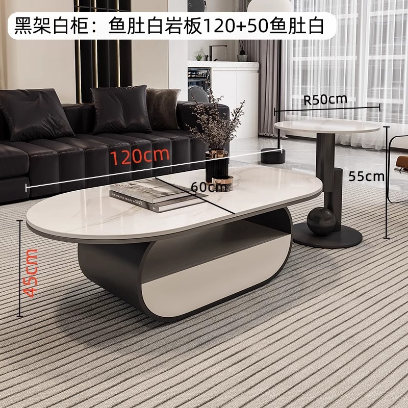 Nuevo hogar moderno simple y lujoso mesas combinadas de moda mesa de té sala de estar de roca elíptica completa