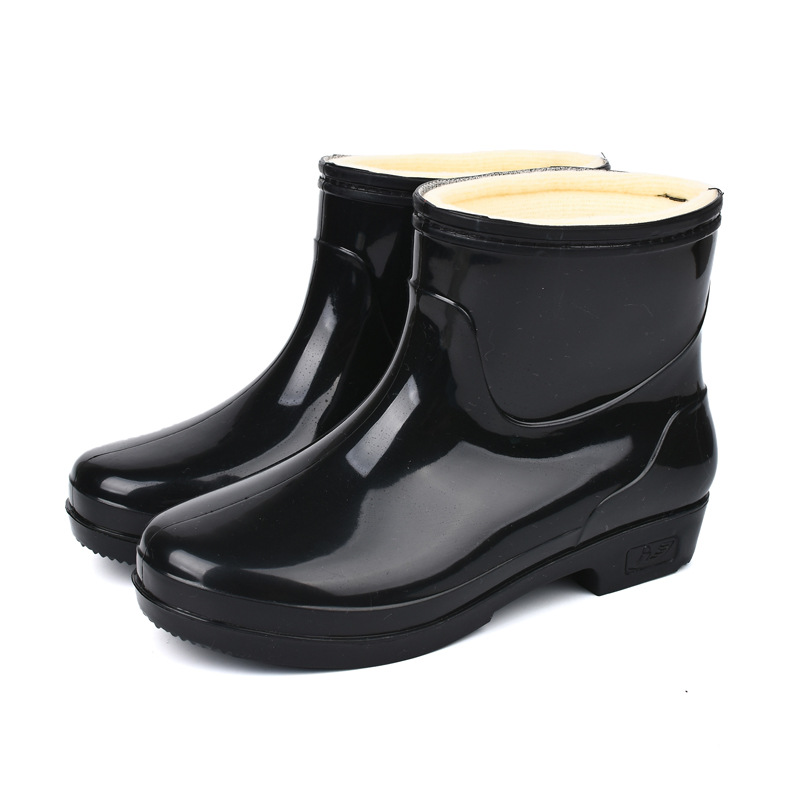 Zapatas de lluvia de mujer, botas de lluvia de cacho corto para adultos, zapatos de goma de cocina de barril bajo resistentes al desgaste, impermeables, antideslizantes, zapatos de agua calientes. image 10