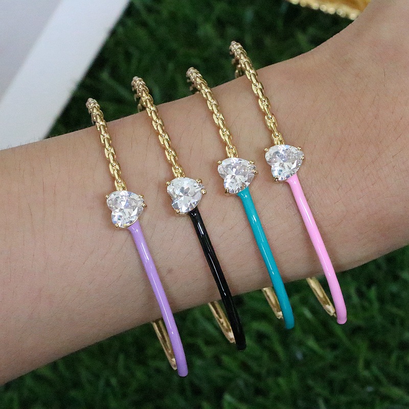 Fashion Geometric Copper Stoving Varnish Gold Plated Zircon Bangle