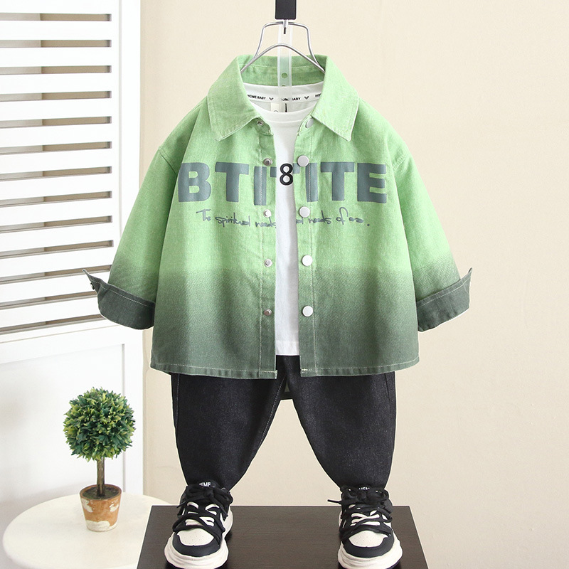 5895 Chaqueta de camisa de otoño para niños 2025 Nuevo estilo de estilo occidental para bebés Primavera y otoño Camisa de manga larga de moda para niños