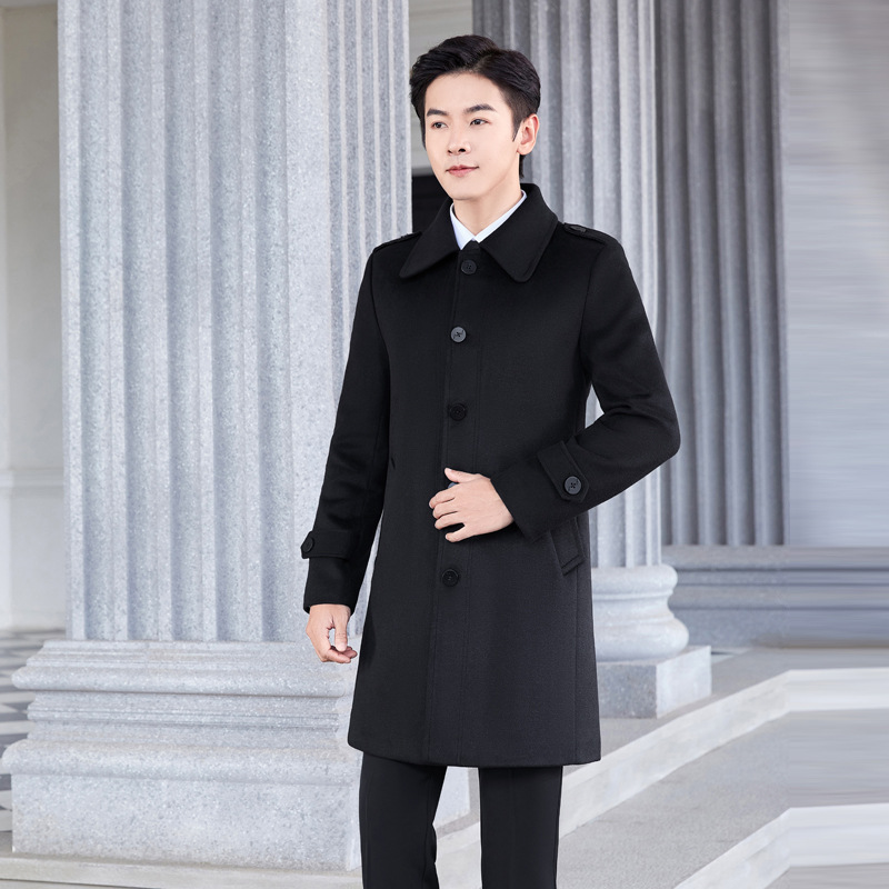 싱글 브레스트 남성용 블랙 코튼