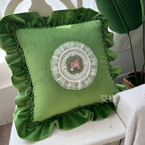 5YA1 Wholesale Ai Ju homemade retro light luxury Lily of the Valley pillow cushion living room sofa bed cushion pillow case