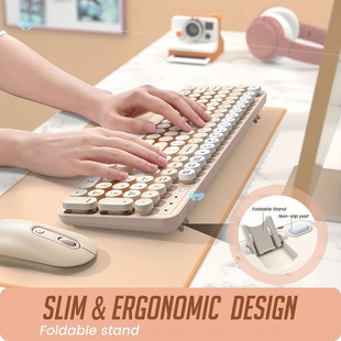 1Pc Purple Cream 2.4g Wires Keyboard and Mouse Combo Cross-Border
