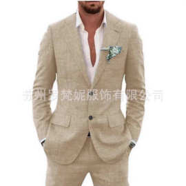 新款跨境外贸男士西装商务休闲套装婚礼男士礼服宴会舞会沙滩