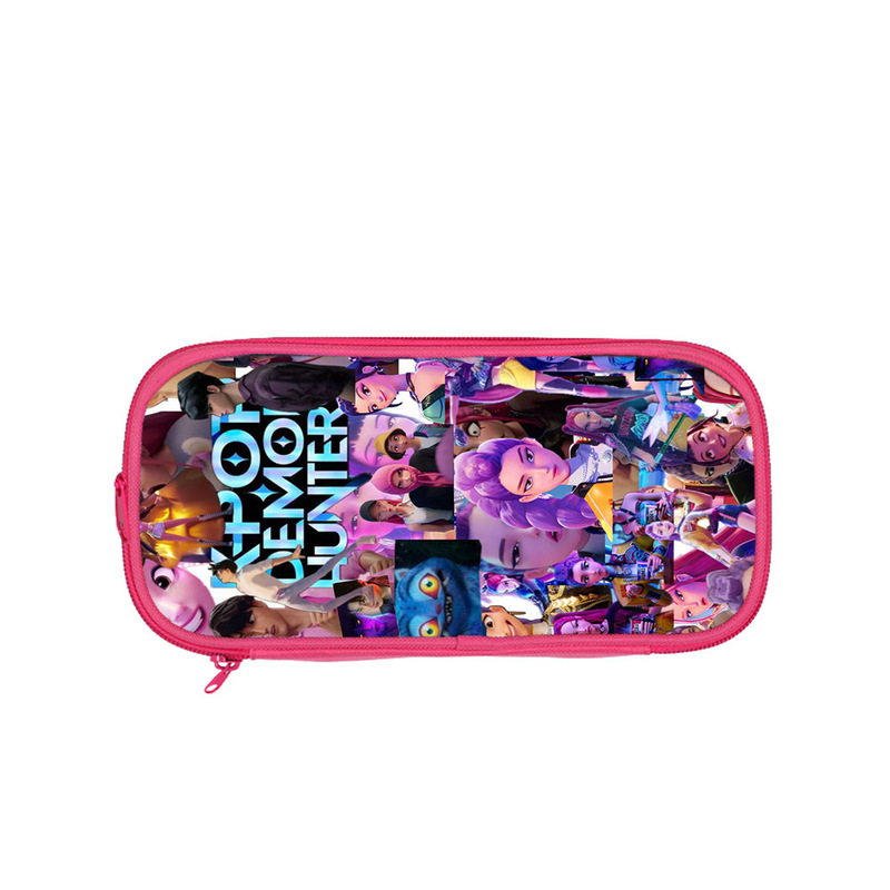 Huntrix Kpop学生粉色双层笔袋Kpop猎魔女团学生收纳文具袋铅笔包|undefined