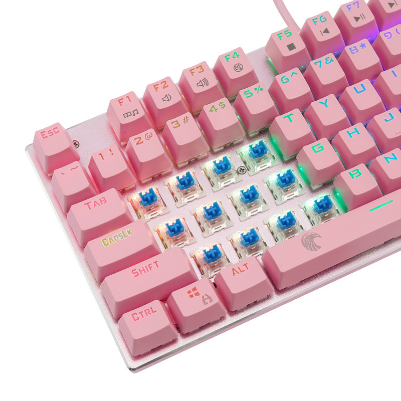 E element Z88 81 key mechanical pink illuminated keyboard, laptop, desktop computer, office game_voghion.com