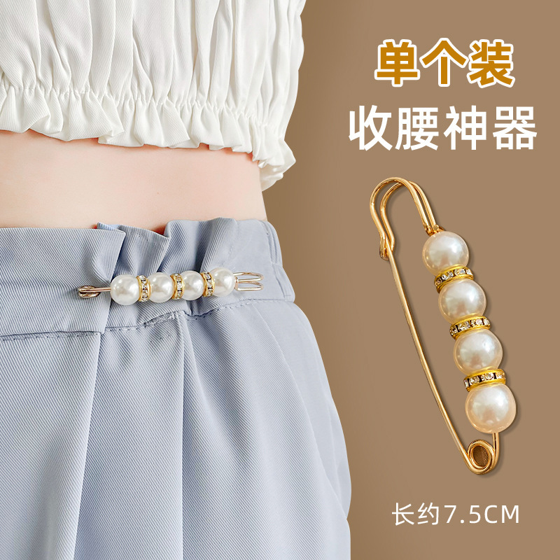 Falda con hebilla de cintura de perlas, circunferencia de cintura grande, cambio de artefacto, hebilla anti-luz, ropa, broche de diseño fijo