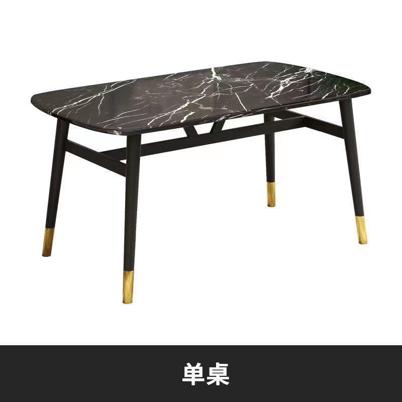 Combinación de mesa y silla de comedor de piedra de imitación de lujo ligero, mesa de comedor para el hogar, mesa de comedor rectangular de restaurante de pequeño apartamento moderno y simple