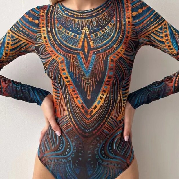 2025 New Long-Sleeved Sexy One-Piece Mesh Swimsuit European and American Cross-Border Jumpsuit Купальник 2025 New Long-Sleeved Sexy One-Piece Mesh Swimsuit European and American Cross-Border Jumpsuit Купальник
