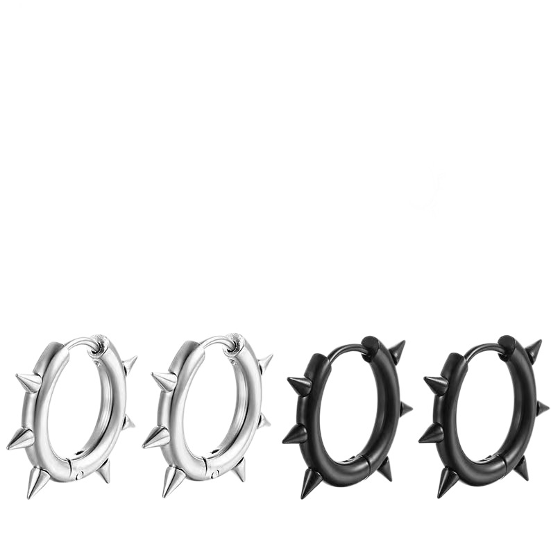 Pendientes de hombre elegantes de acero titanio cono punta_voghion.com