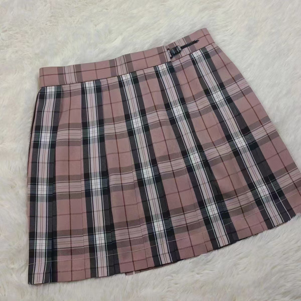 새로운 아카데미 스타일 JK 화이트 피치 향기로운 핑크 스파이스 소녀 격자 무늬 스커트 짧은 스커트 높은 허리 슬리밍 올 매치 플레이드