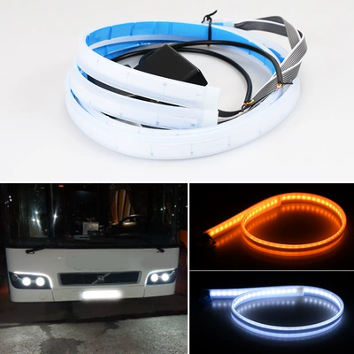 24V DRL ultra-nazik işıq zolaqları, yük maşınları üçün ağ-sarı ardıcıl dönmə siqnalı