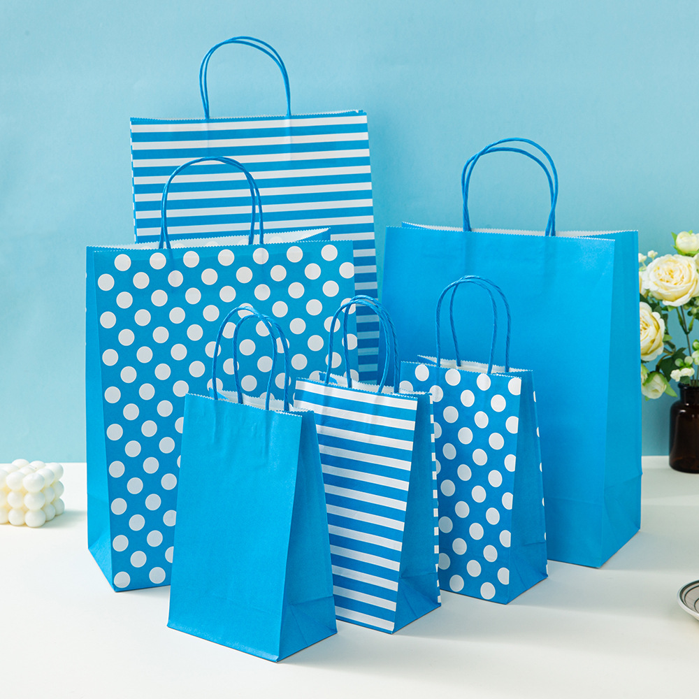 Polka Dot sarga mancha color bolsa de papel Regalo de Cumpleaños bolsa de embalaje de vacaciones bolsa de papel Kraft bolso de regalo de mano en stock lote