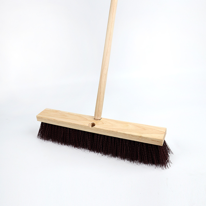 Factory Wholesale Road Cleaning Brush Solid Wood Curved Wire Brush Mexican Deck Brush Household Leaf Cleaning Brush