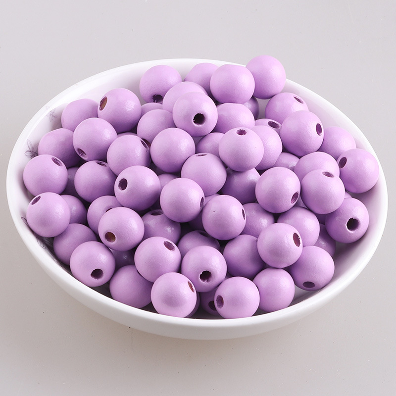 Accesorios de joyería de bricolaje color loto cuentas redondas de madera color caramelo cuentas de madera macarons cuentas de madera al por mayor