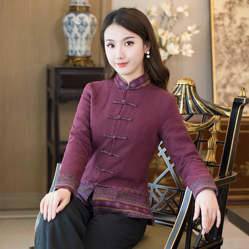 冬季唐装女装中国风棉衣棉服旗袍小棉袄加厚夹棉妈妈中式盘扣上衣
