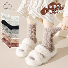 袜子女中筒袜秋冬珊瑚绒加厚加绒保暖长筒ins潮冬天毛绒长筒女袜
