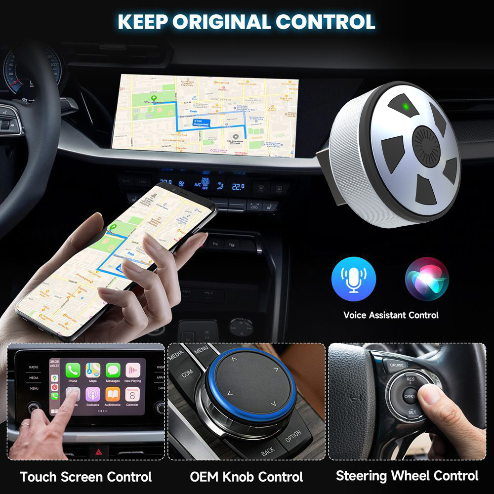New Carplay Box with Wheel-Style Design, Wired to Wireless Android Auto Two-In-One Wireless Adapter