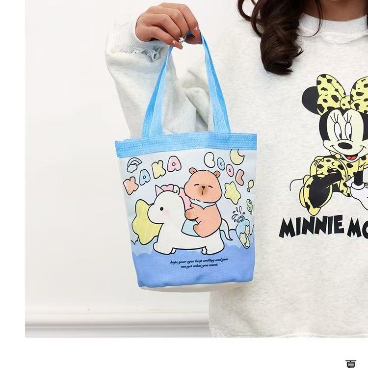 日本の漫画小さなキャンバスバッグ子供用ウォーターボトルバッグウォーターカップ収納袋小さな環境に優しいバッグ新しいハンドバッグ女性のための|undefined