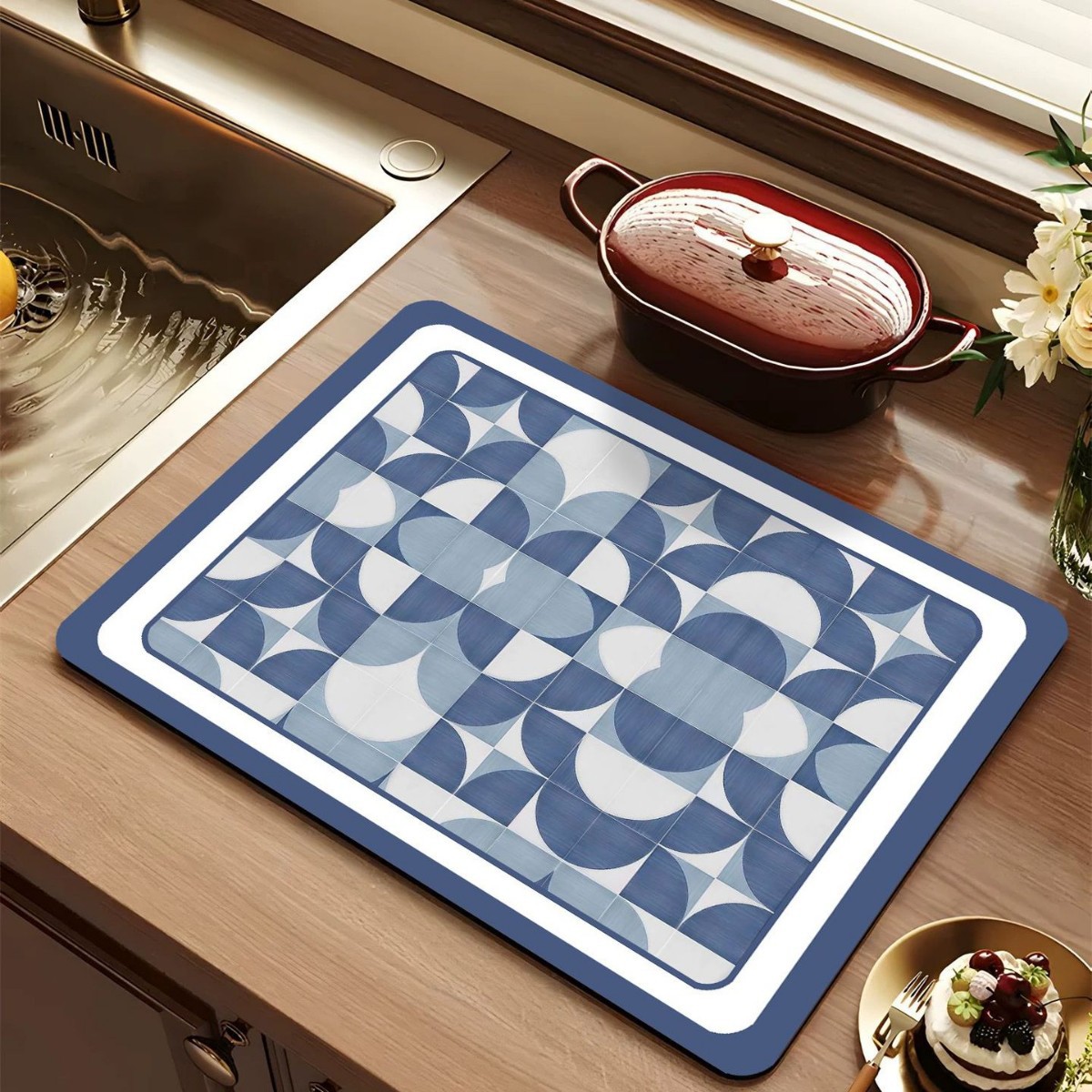 Cocina original retro americana absorbe almohadilla de drenaje almohadilla de absorción de barro de algas almohadilla de taza almohadilla de mesa antideslizante