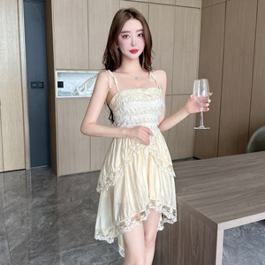 Women's temperament gentle style lace patchwork irregular dress