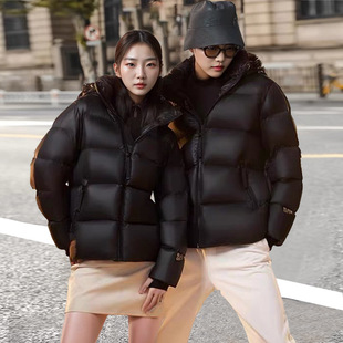 Black Gold down Jacket Women's High-End Winter Women's Outwear New Duck down Couple Style Removable Hat Pinghu down Jacket