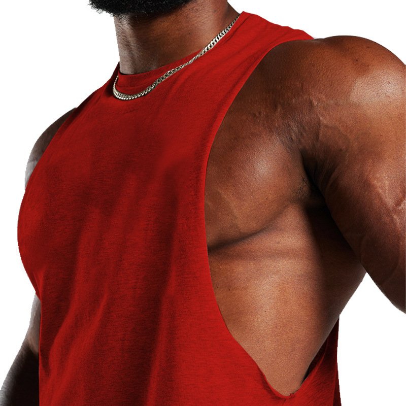 2024 Sommer Neues Fitness-Tanktop für Herren, einfarbig, sportlich, lässig, lockere Schulter-T-Shirt_voghion.com