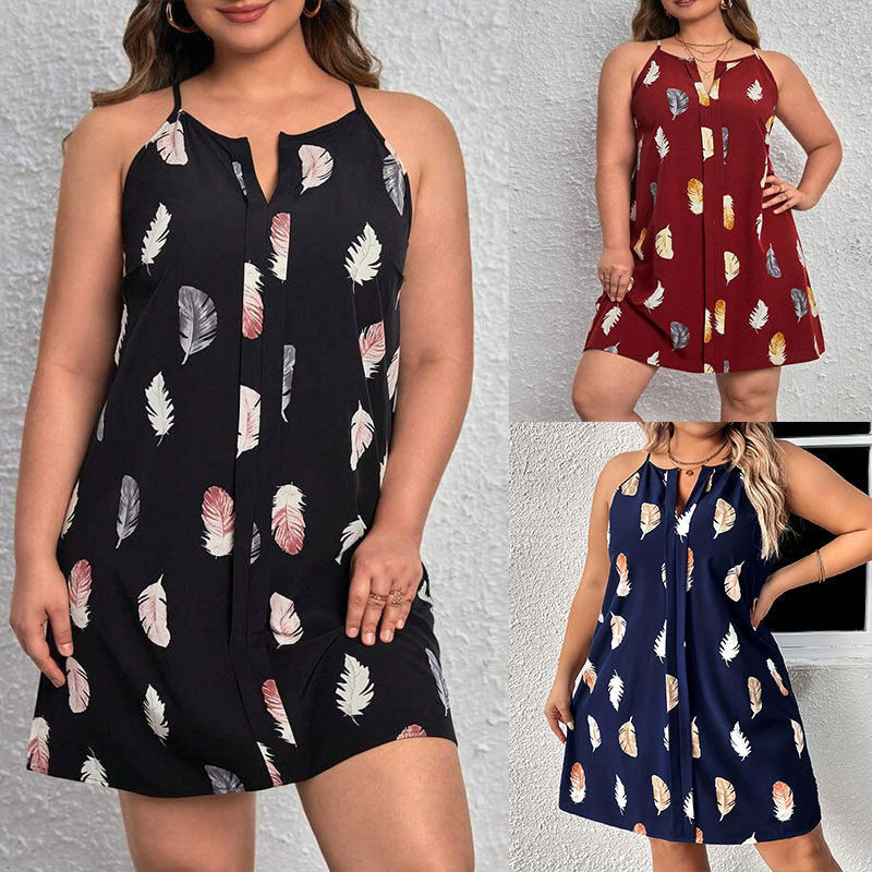 2024 spring and summer Europe and the United States cross-border new women's clothing Amazon independent station fashion printing large size women's dress