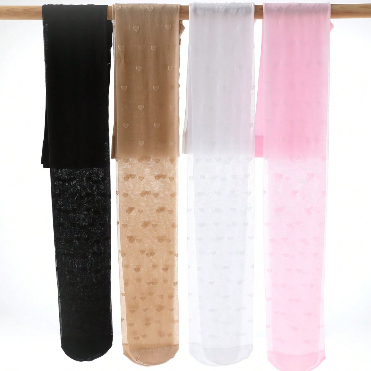 Children's pantyhose, spring/summer thin cartoon heart style, girls' pantyhose, high elasticity, breathable mesh, white dance socks wholesale.