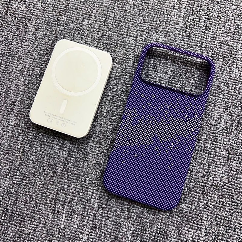 适用iPhone17pro手机壳磁吸凯夫拉纹碳纤维苹果15p半包磨砂保护套|undefined
