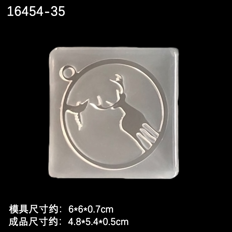 Espejo epoxi acrílico marco redondo pegamento UV Pegasus cabeza de ciervo cristal epoxi molde hecho a mano colgante marco Decoración