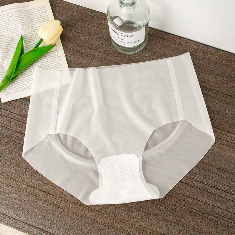Ropa interior de seda de hielo de las mujeres de algodón transpirable entrepierna verano delgada sexy sin costuras más tamaño pantalones cortos de niña cabeza ropa interior de niña