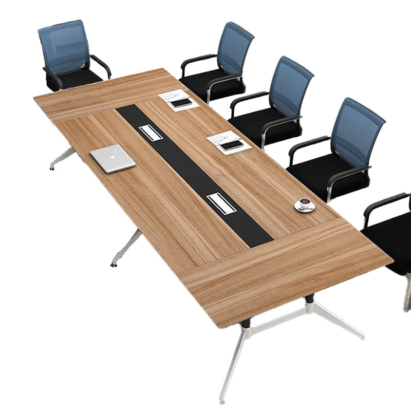 Mesa de reunión de acero, mesa de reunión de oficina, mesa larga, sala de capacitación de la empresa, mesa de negociación y silla, suministro de stock