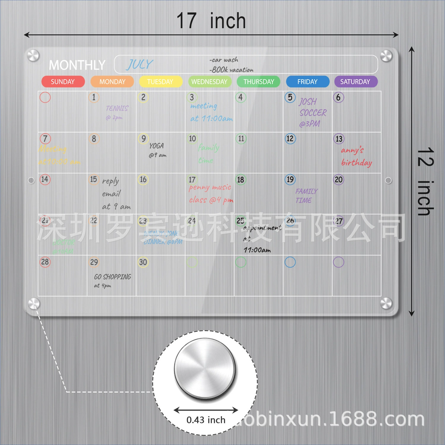 Магнитное всасывание прозрачный холодильник календарь доска акриловая доска объявлений табло Магнитная акриловая доска сухого стирания