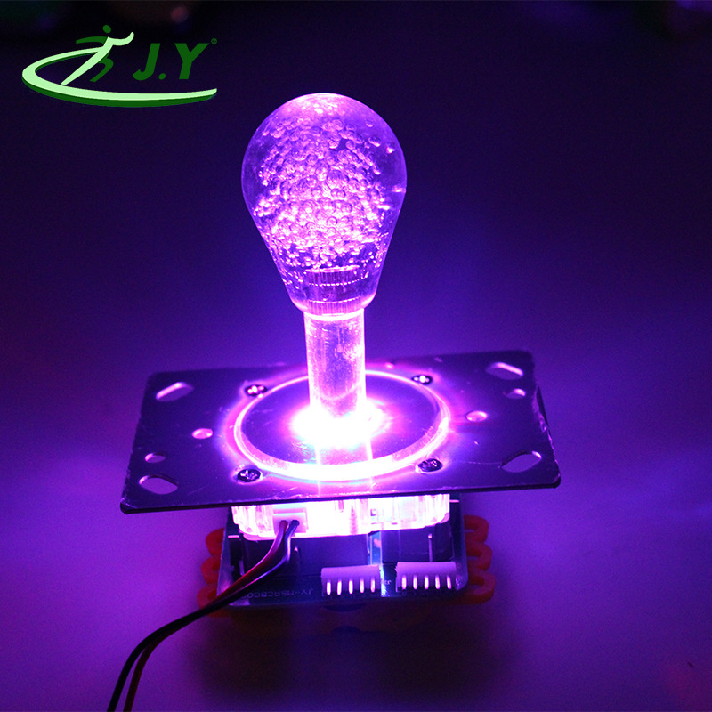 發光彩燈壹體搖杆橢圓形水晶氣泡球頭遊戲機娃娃機街機七彩搖杆