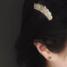 清末民国梳子造型发卡银色古着小众复古美气质设计中式国风发饰