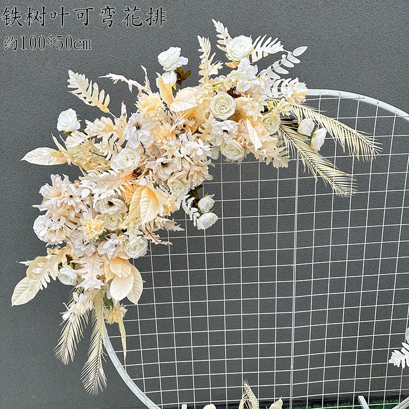 El comercio exterior de la boda flor artificial piso de la boda flor de seda apoyos de la flor de eucalipto flor artificial fila accesorios de la boda floral